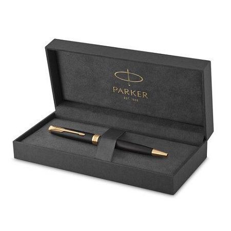 Ручка шариковая PARKER "Sonnet Core Matt Black GT", черный матовый лак, позолота, черная, 1931519 