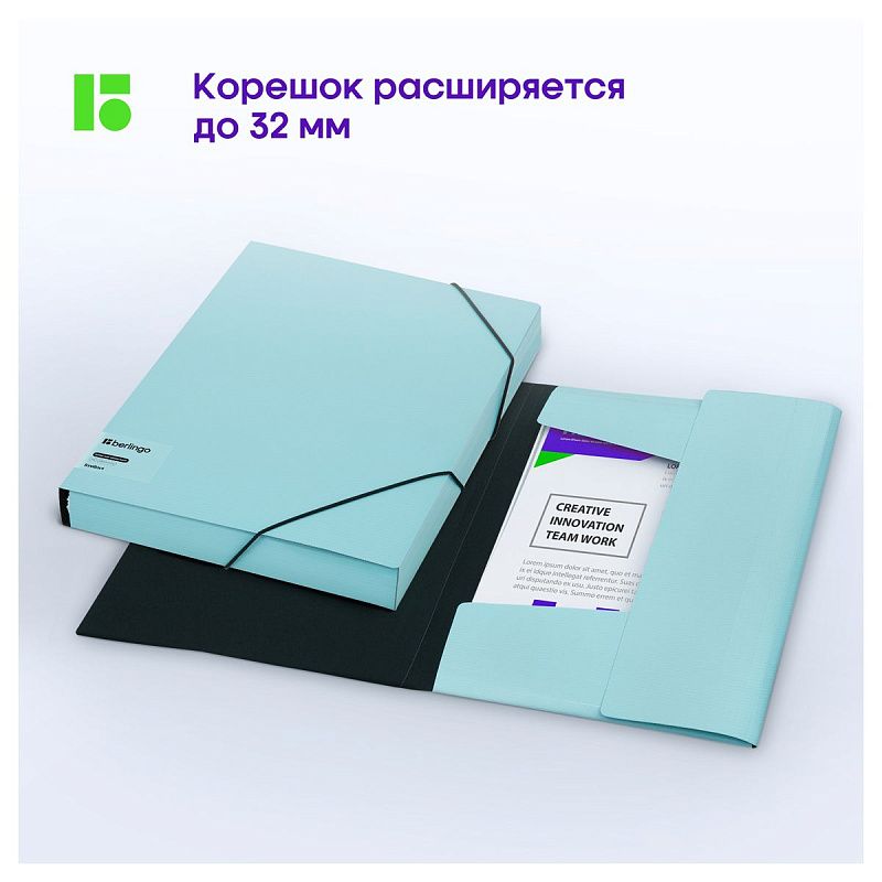 Папка на резинке Berlingo "Instinct" А4, пластик, 600мкм, аквамарин 