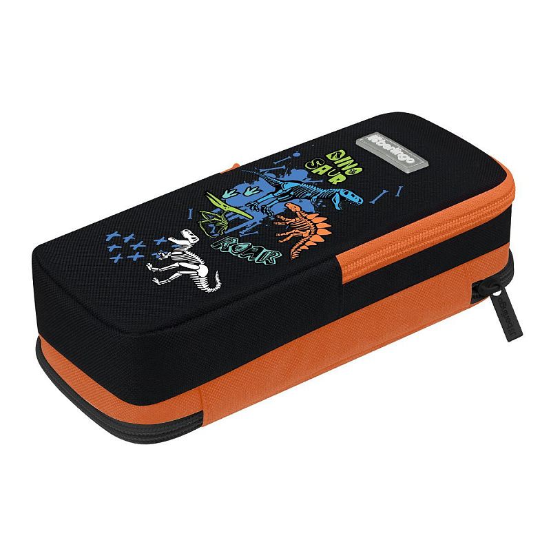 Пенал 2 отделения, 205*80*55 Berlingo "Dinosaur", полиэстер, внутренний органайзер, магнит