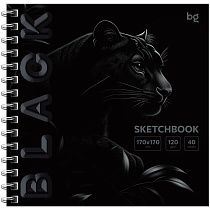 Скетчбук 40л., 170*170 BG "Black. Tiger", на гребне, soft tuch, выборочный лак, 120г/м2