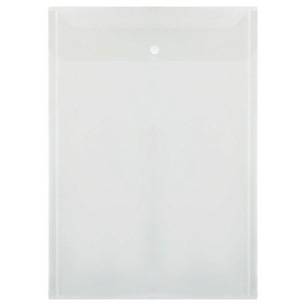 Папка-конверт на кнопке OfficeSpace А4, 180мкм, вертикальная, прозрачная