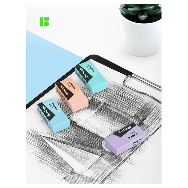 Ластик Berlingo "Instinct", цвета ассорти, 40*20*10мм 