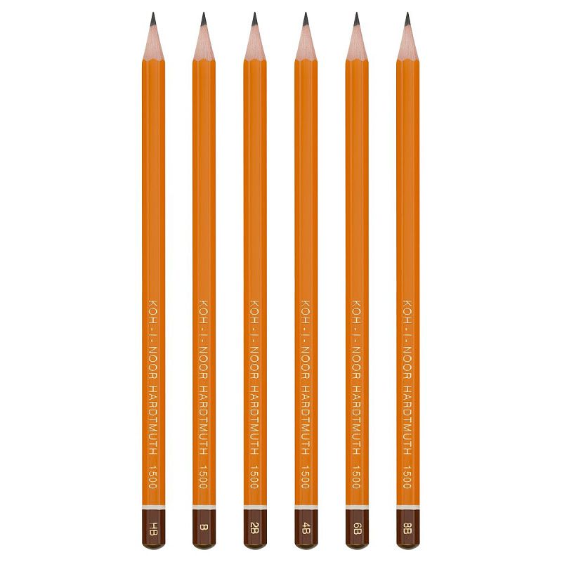 Набор карандашей ч/г Koh-I-Noor "1501" 6шт., HB-8B, заточен., картон. упак., европодвес 