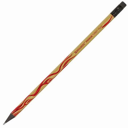 Карандаш чернографитный BRAUBERG "PREMIUM TURKEY", 1 шт., "Flame", НВ, ассорти, дисплей,181565 