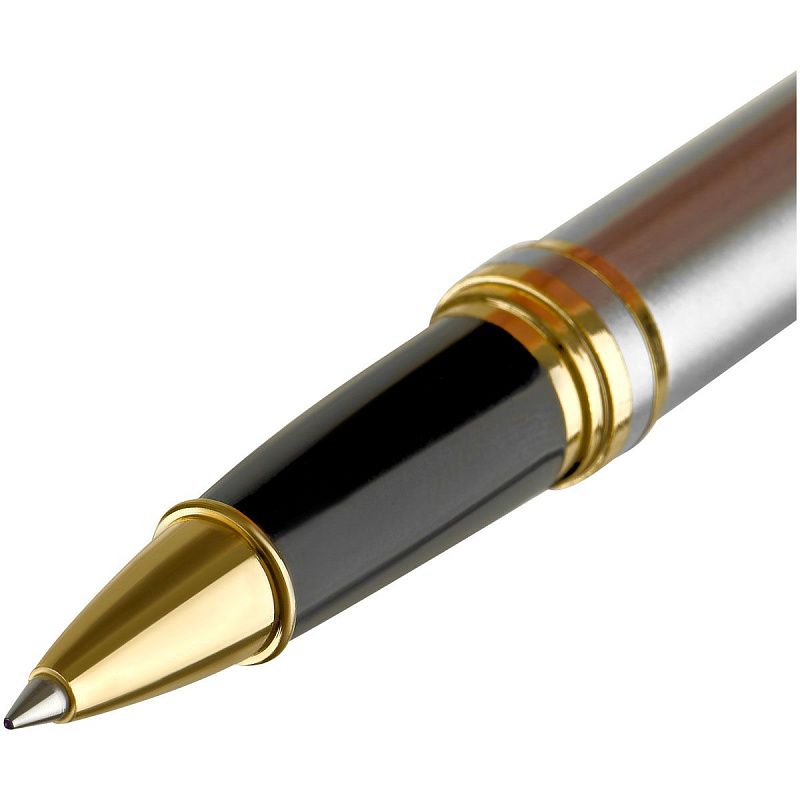 Ручка-роллер Luxor "Trident" синяя, 1,0мм, корпус серебро/золото, футляр 