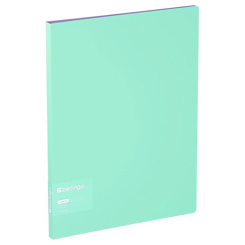 Папка с 20 вкладышами Berlingo "Haze", 14мм, 600мкм, с внутр. карманом, мятная, софт-тач