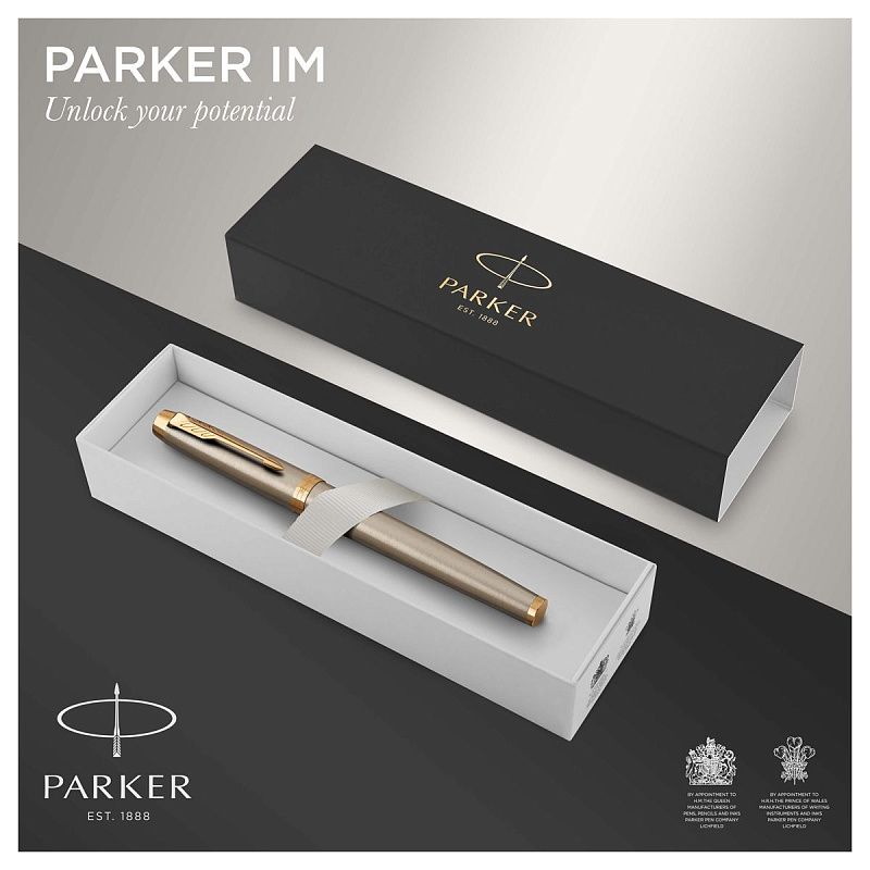 Ручка перьевая Parker "IM Brushed Metal GT" синяя, 0,8мм, подарочная упаковка 