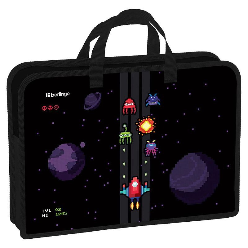 Папка с ручками 1 отделение, А4 Berlingo "Space Battle", 340*245*75мм, пластик, на молнии