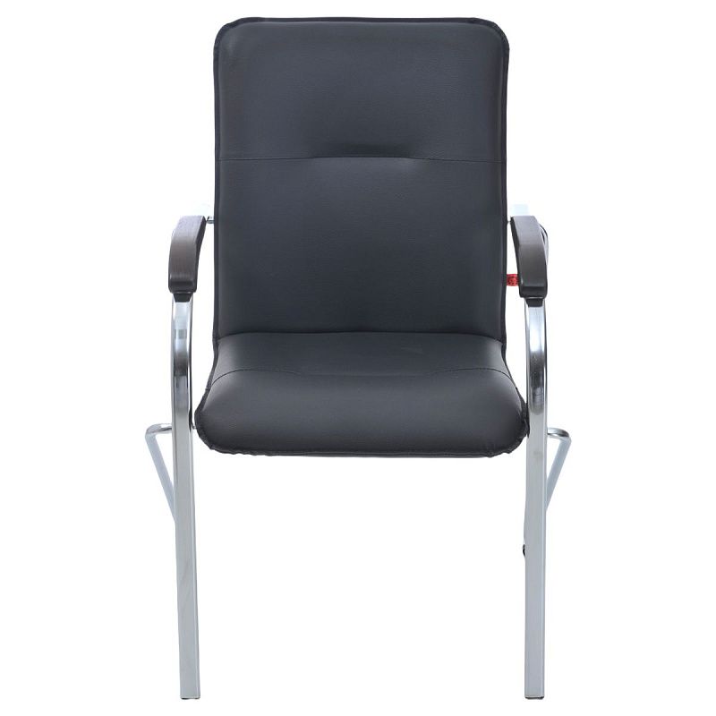 Стул Фабрикант "Самба" DO350/CH, Орех (1031), каркас металл хром, обивка кожзам черный BOX4