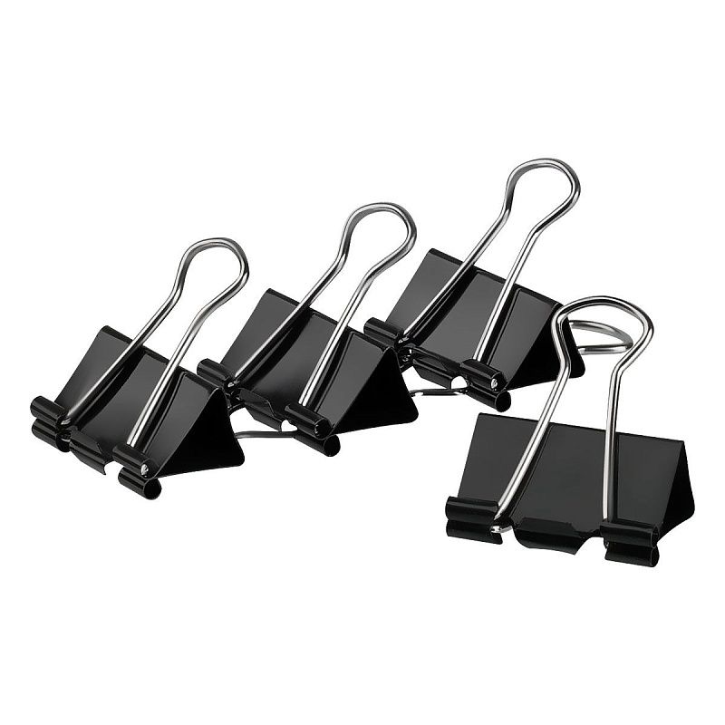 Зажимы для бумаг 32мм, OfficeSpace, 12шт., черные, картонная коробка