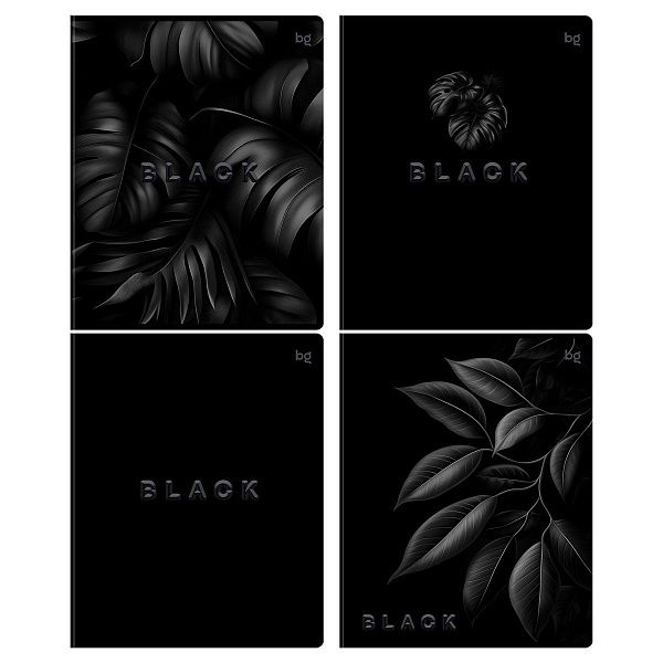 Тетрадь 48л., А5, клетка BG "Just Black", soft-touch ламинация, выб.лак