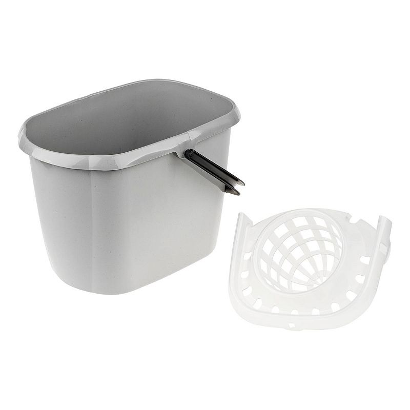 Ведро пластиковое OfficeClean с отжимом, прямоугольное, серое, 12л