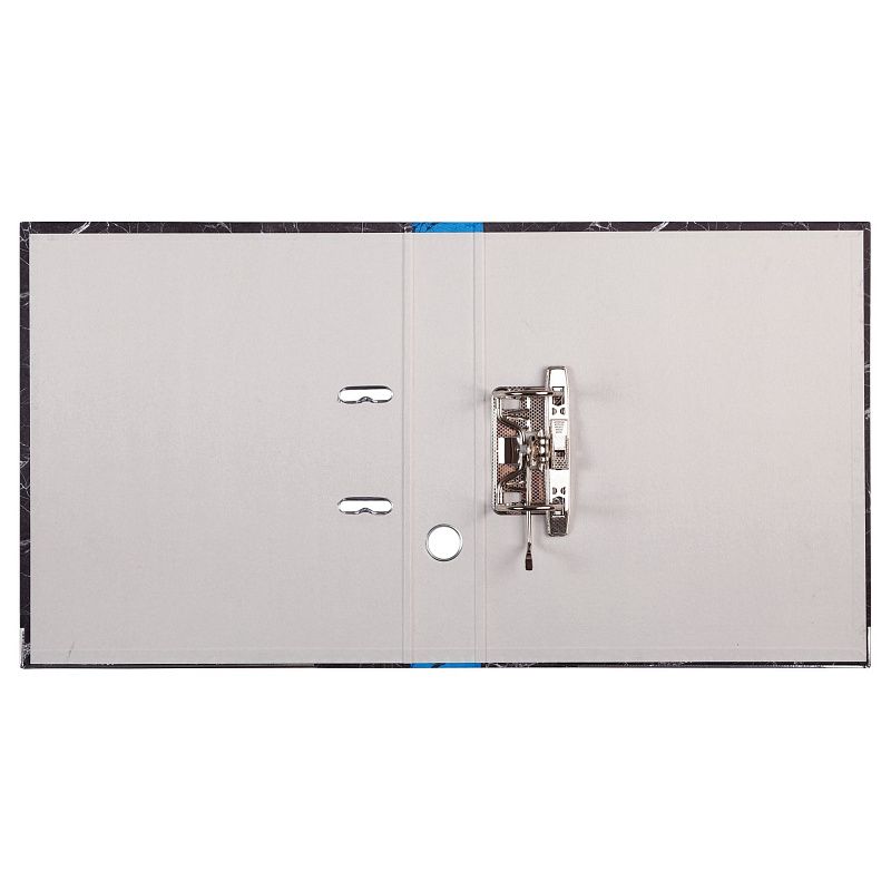 Папка-регистратор OfficeSpace 50мм, мрамор, черная, синий корешок, нижний метал. кант 