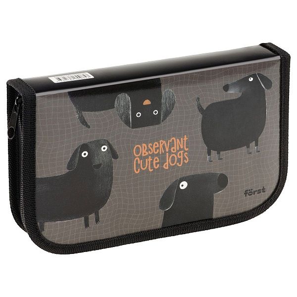 Пенал 1 отделение, 200*130 Först "Таксы", две откидные секции, ламинированный картон