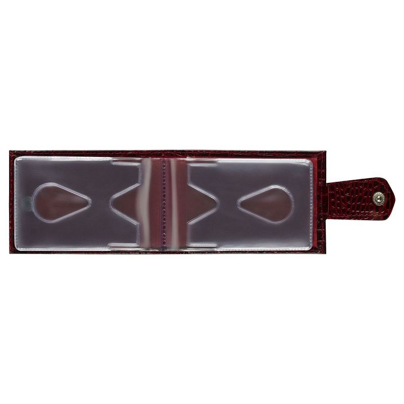 Кредитница OfficeSpace на 18 карт с кнопкой, кожа тип 1.1, крокодил лак, бордо, горизонтальная 