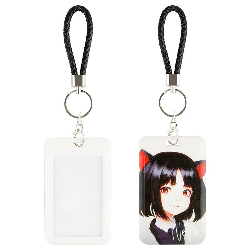 Бейдж вертикальный MESHU "NEKO", 110*70 мм, петля с карабином, 2D печать, опп пакет с европодвесом