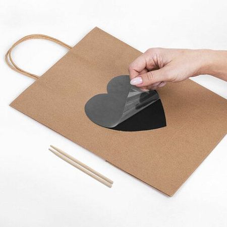 Пакет подарочный КОМПЛЕКТ 7шт 32x13x26см скретч-слой+стилус, "Heart on Kraft", ЗОЛОТАЯ СКАЗКА, 591971