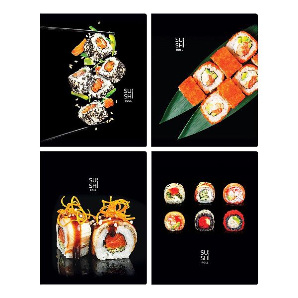 Тетрадь 48л., А5, клетка BG "Sushi roll", выб.лак