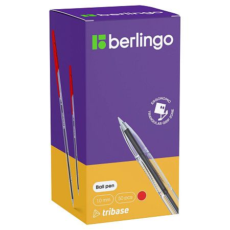 Ручка шариковая Berlingo "Tribase" красная, 1,0мм 