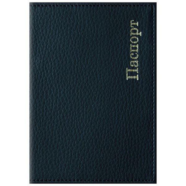 Обложка для паспорта OfficeSpace "Комфорт", кожзам, черный, тиснение золотом