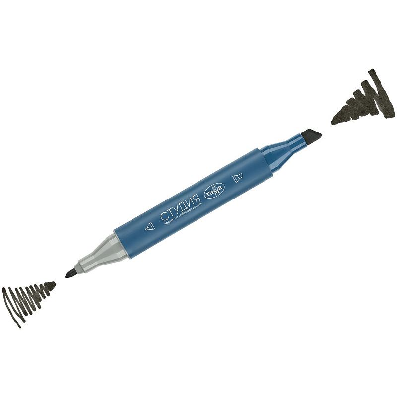 Маркер двусторонний для скетчинга Гамма "Студия", болотный темный, корпус трехгранный, пулевид./клиновид. наконечники