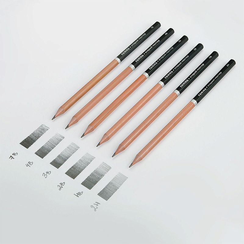 Набор карандашей ч/г Гамма 6шт., 7B-2H, кедр, картон. упаковка, европодвес 