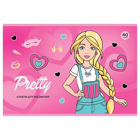 Альбом для рисования 40л., А4, на скрепке BG "Pretty Girls"