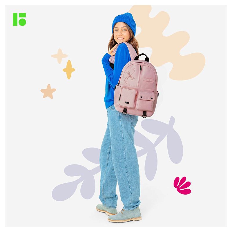 Рюкзак Berlingo Urban "Pink dragonfly" 40,5*30*13,5см, 1 отделение, 6 карманов, уплотненная спинка 