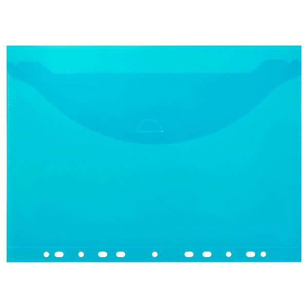 Папка-конверт с перфорацией с клапаном OfficeSpace А4, 180мкм, синяя