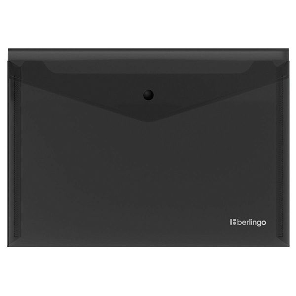 Папка-конверт на кнопке Berlingo "No Secret", А4, 200мкм, черная