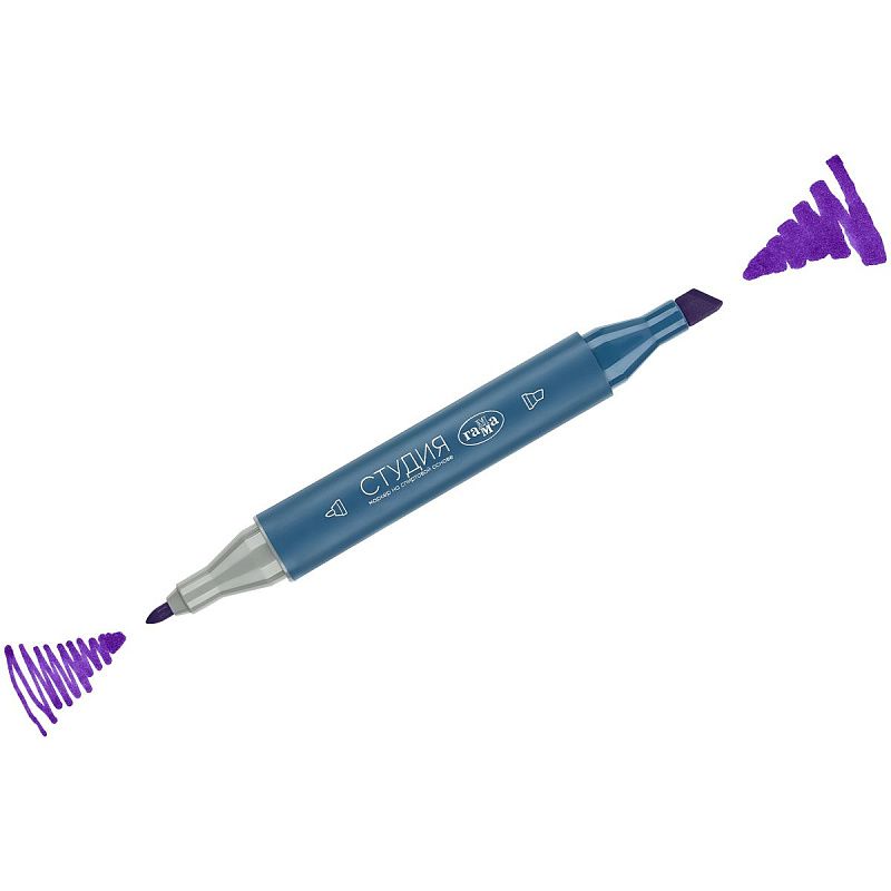 Маркер двусторонний для скетчинга Гамма "Студия", гортензия, корпус трехгранный, пулевид./клиновид. наконечники