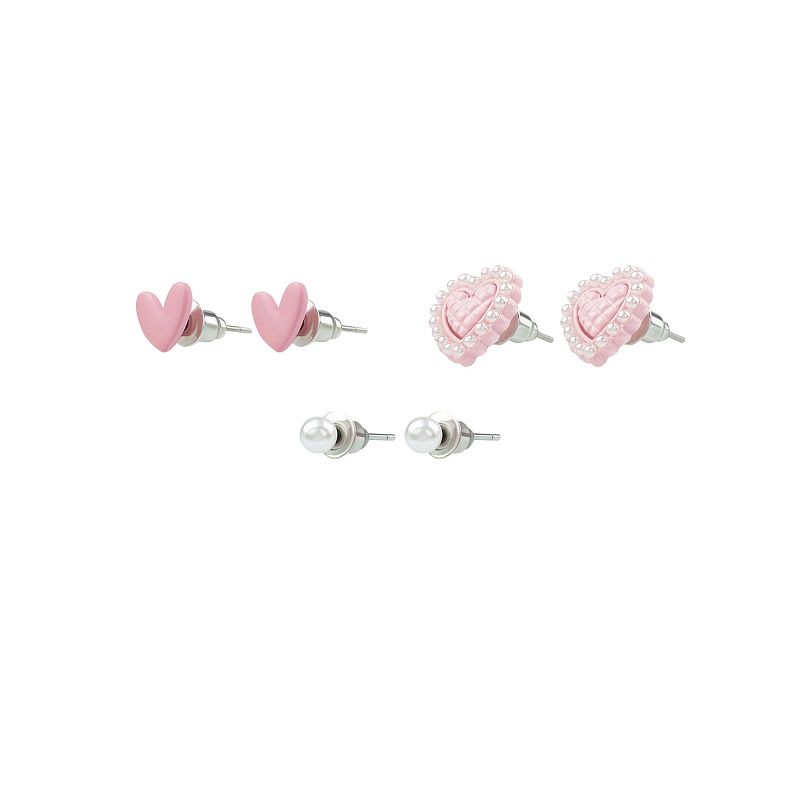 Серьги MESHU, бижутерия, розовые, 3 пары, европодвес