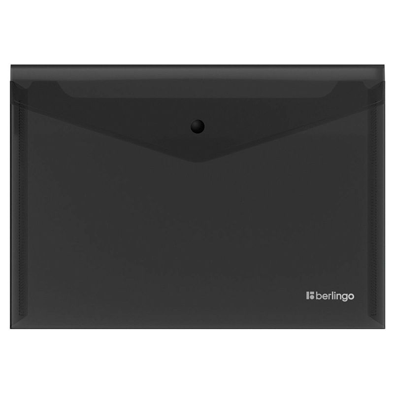 Папка-конверт на кнопке Berlingo "No Secret", А4, 200мкм, черная