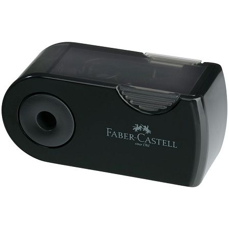 Точилка пластиковая Faber-Castell "Sleeve Mini" 1 отверстие, контейнер, черная 
