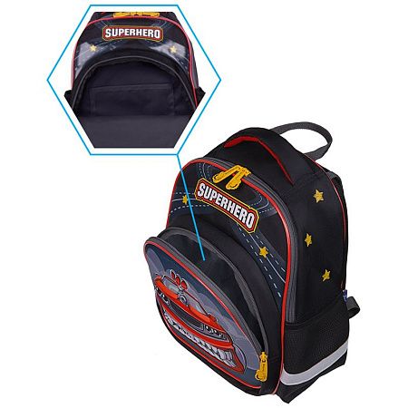 Рюкзак Berlingo Kids "Superhero" 36*27*12см, 1 отделение, 3 кармана, эргономичная спинка, LED кант 