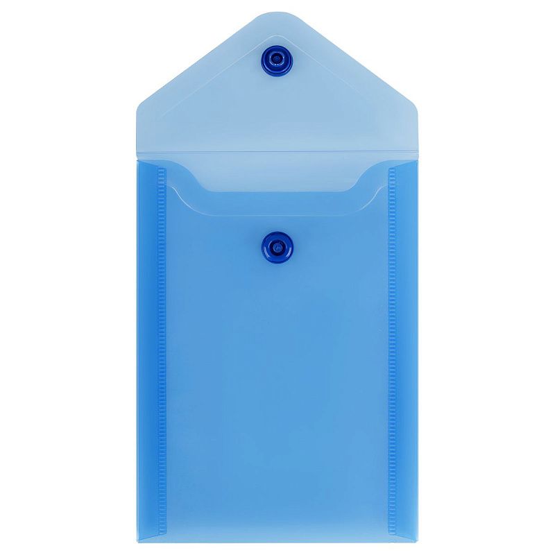 Папка-конверт на кнопке СТАММ А6 (105*148мм), 150мкм, пластик, прозрачная, синяя 