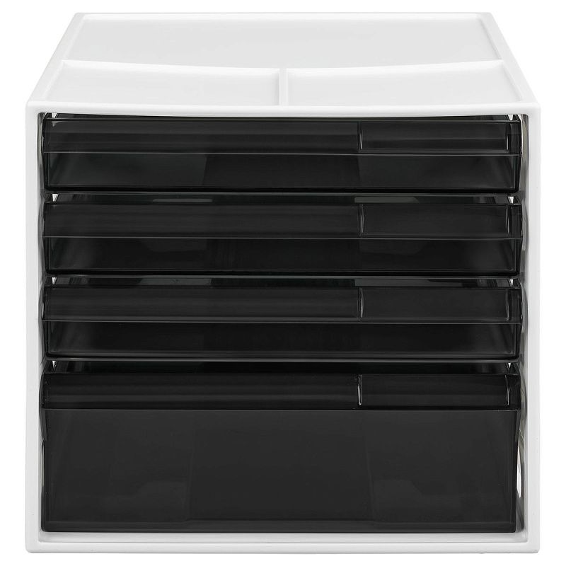 Блок из 4 выдвижных лотков СТАММ, белый корпус, тонированные черные лотки