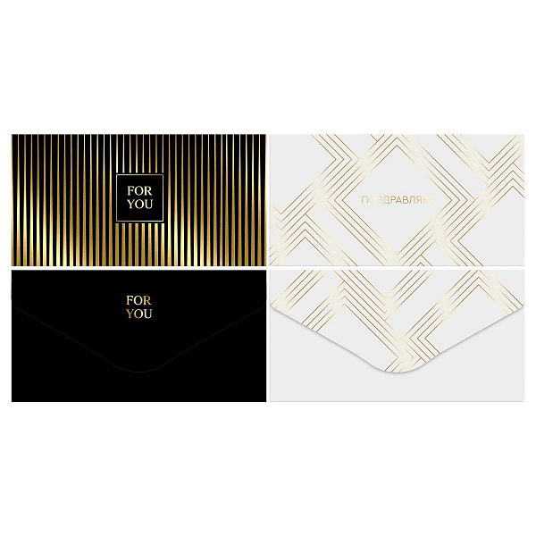 Конверт для денег MESHU "Black&White", 85*164мм, soft-touch, фольга, 2 дизайна