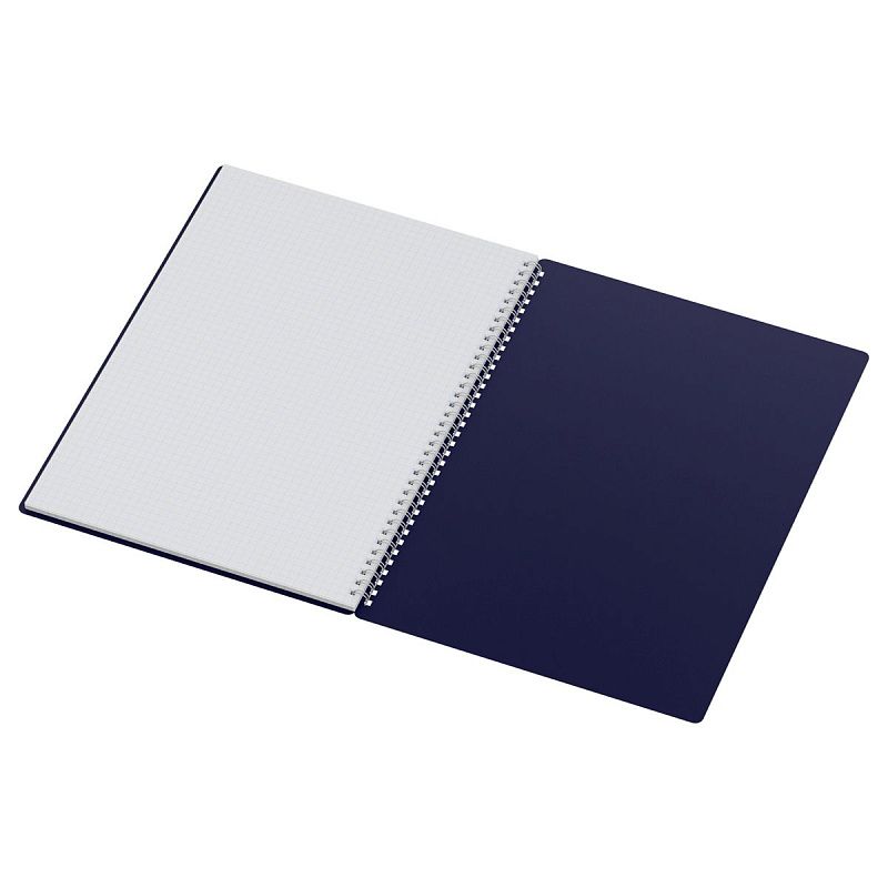 Тетрадь 80л., А4 клетка на гребне BG "Base", пластиковая обложка, синий