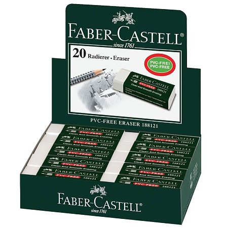 Ластик Faber-Castell "PVC-free", прямоугольный, картонный футляр, в пленке, 63*22*11мм 