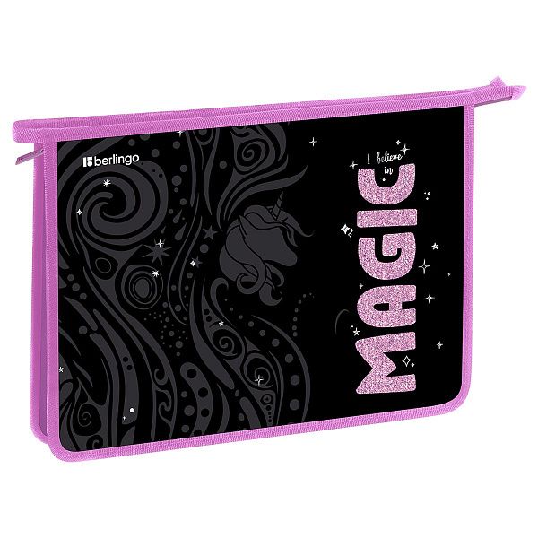 Папка для тетрадей 1 отделение, А4 Berlingo "Purple Magic", 340*245*40 мм, пластик, на молнии