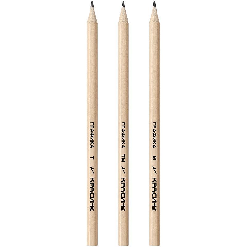 Набор карандашей ч/г Красин "Графика", 3шт., Н, HB, В, заточен., пакет, европодвес 