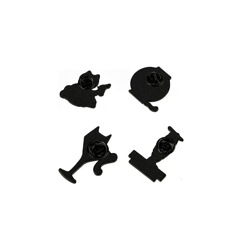 Набор металлических значков MESHU "Black cats", эмаль, 4шт, картонная подложка, европодвес