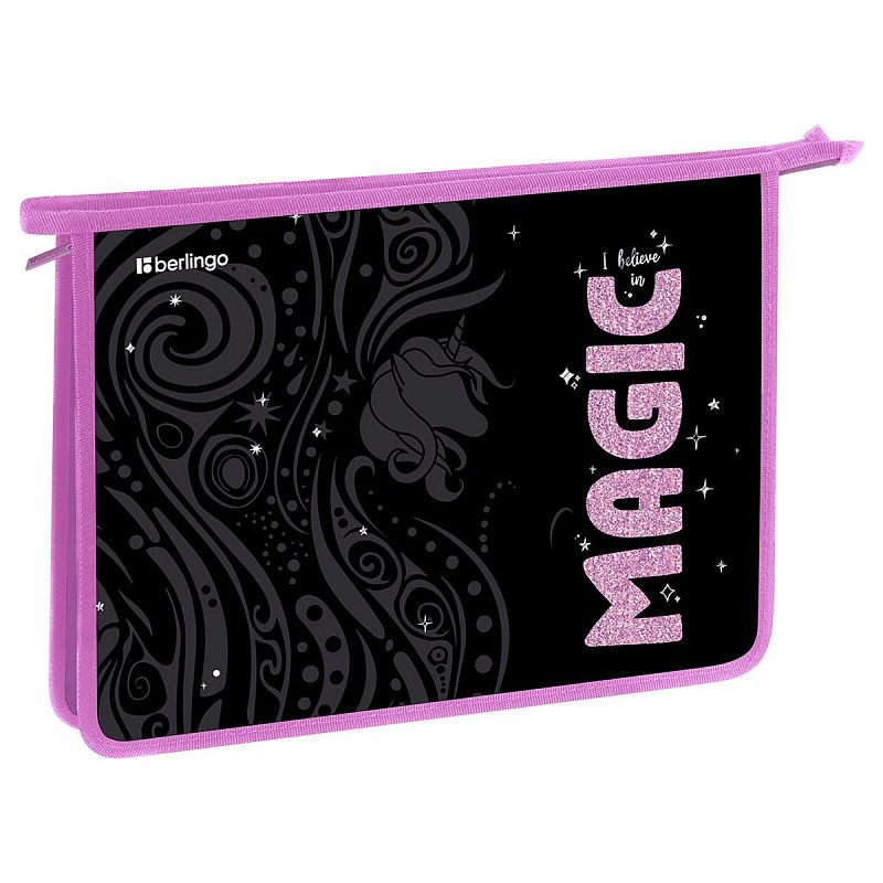 Папка для тетрадей 1 отделение, А4 Berlingo "Purple Magic", 340*245*40 мм, пластик, на молнии