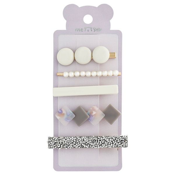 Заколки для волос MESHU, серебристые, 5шт., европодвес