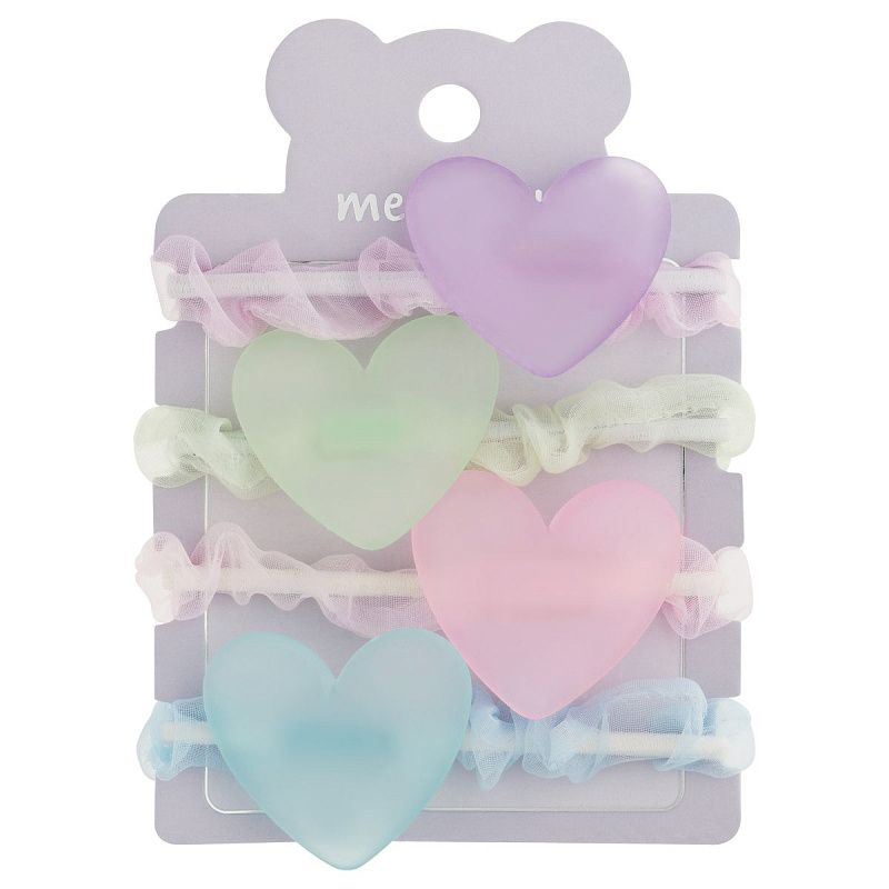 Резинки для волос MESHU, с полупрозрачными топперами, 4шт., диаметр 5см, европодвес