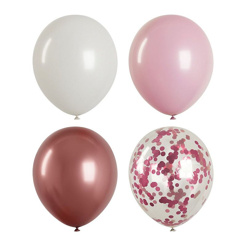 Воздушные шары, 40шт., М12/30см, MESHU, "Rose", 4 цвета ассорти