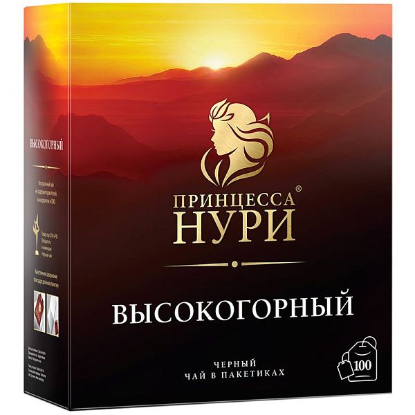 Чай Принцесса Нури "Высокогорный", черный, 100 пакетиков по 2г