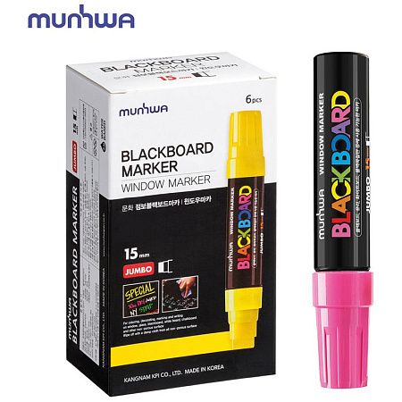 Маркер меловой MunHwa "Black Board Jumbo" розовый, 15мм, водная основа 