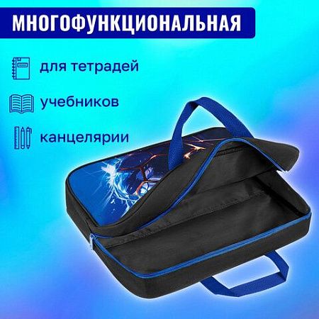 Папка на молнии с ручками BRAUBERG А4, 1 отделение, полиэстер, 80 мм, Score goal, 273304 